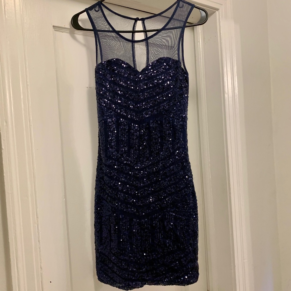 Mini sequin sparkly party dress - Midnight Blue, Size 0/XS